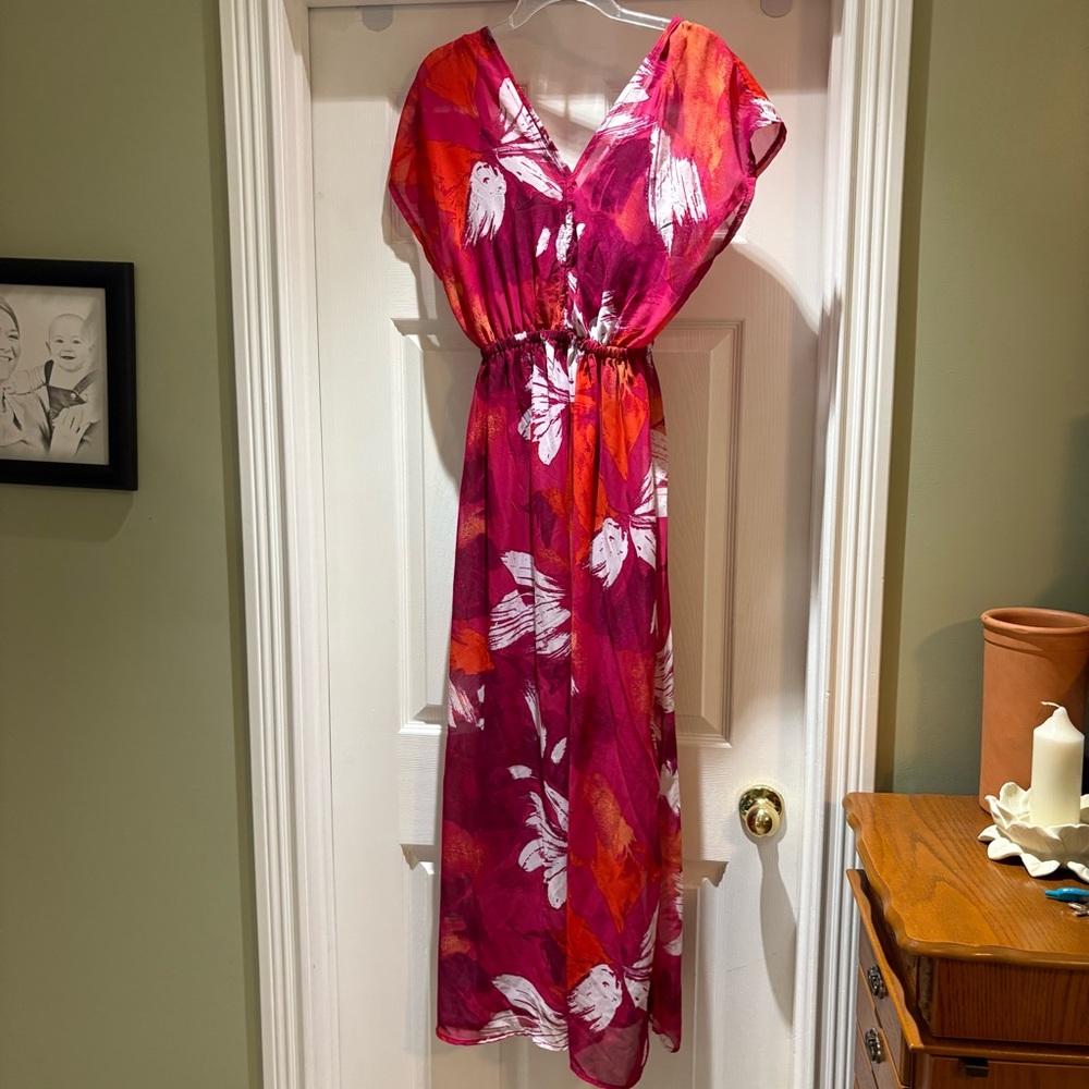 Mossimo Supply Co. Pink and Orange Floral Maxi Dress